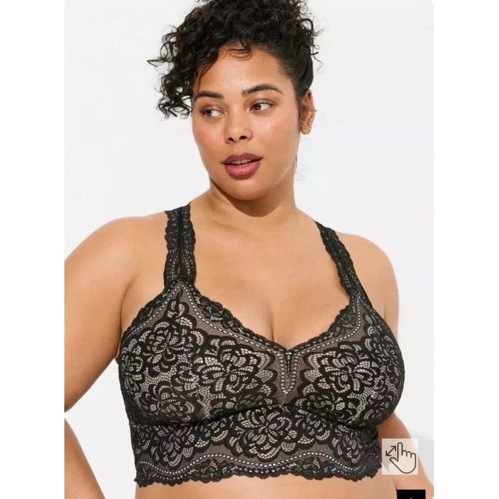 Torrid Curves Bralette Bra Women’s Sz. 1 Black Lace Racerback Unlined (14-16)
